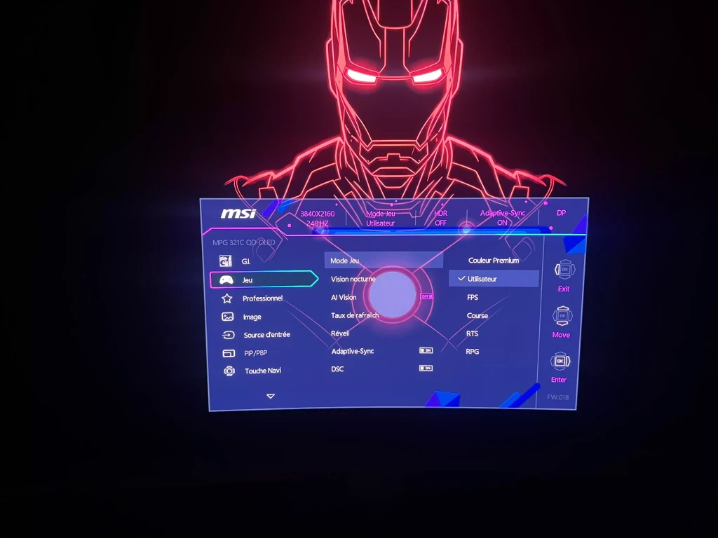 Test MSI MPG 321CURX QD OLED - TechPi.fr - Modes