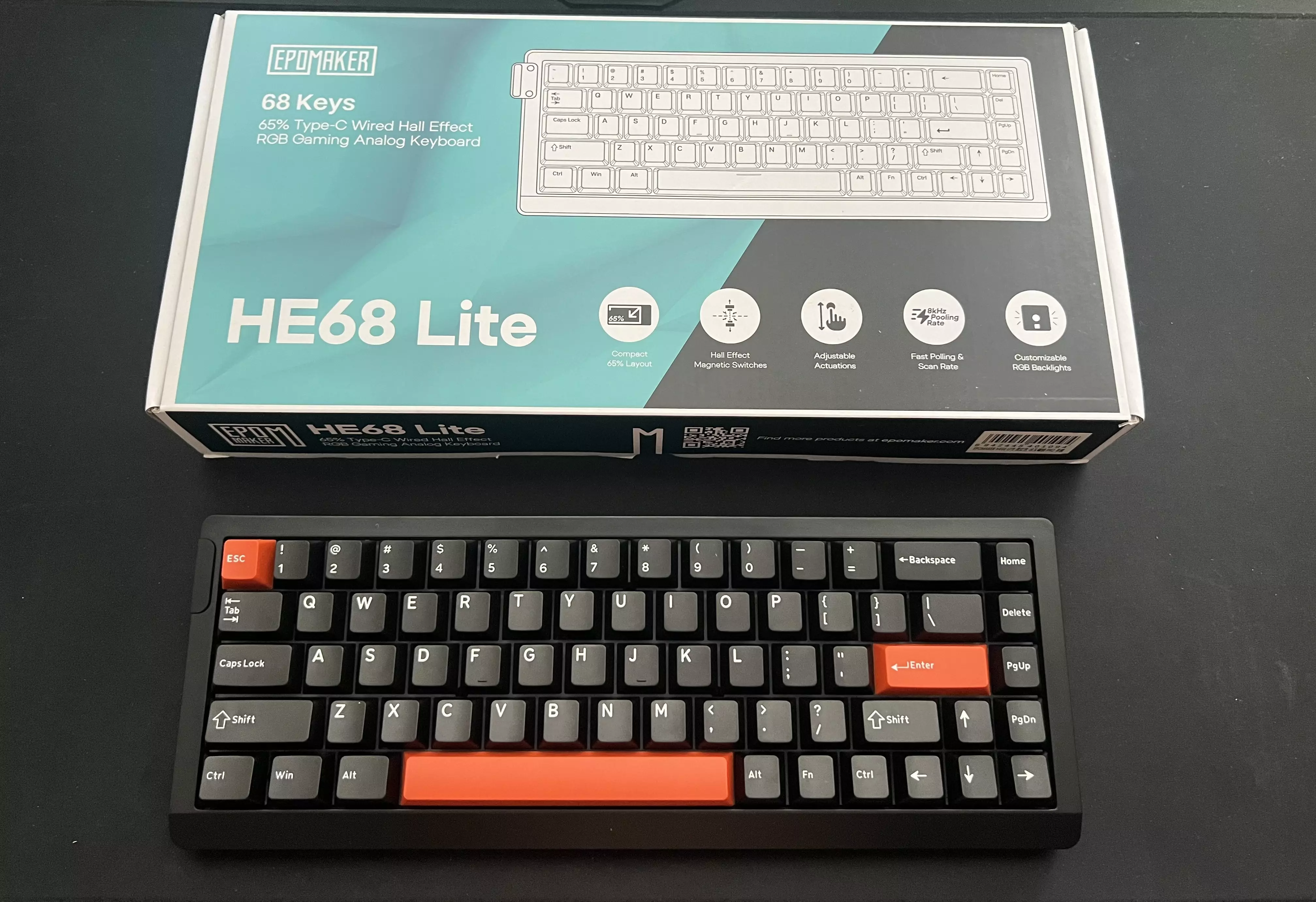 EPOMAKER HE68 Lite noir avec sa boîte