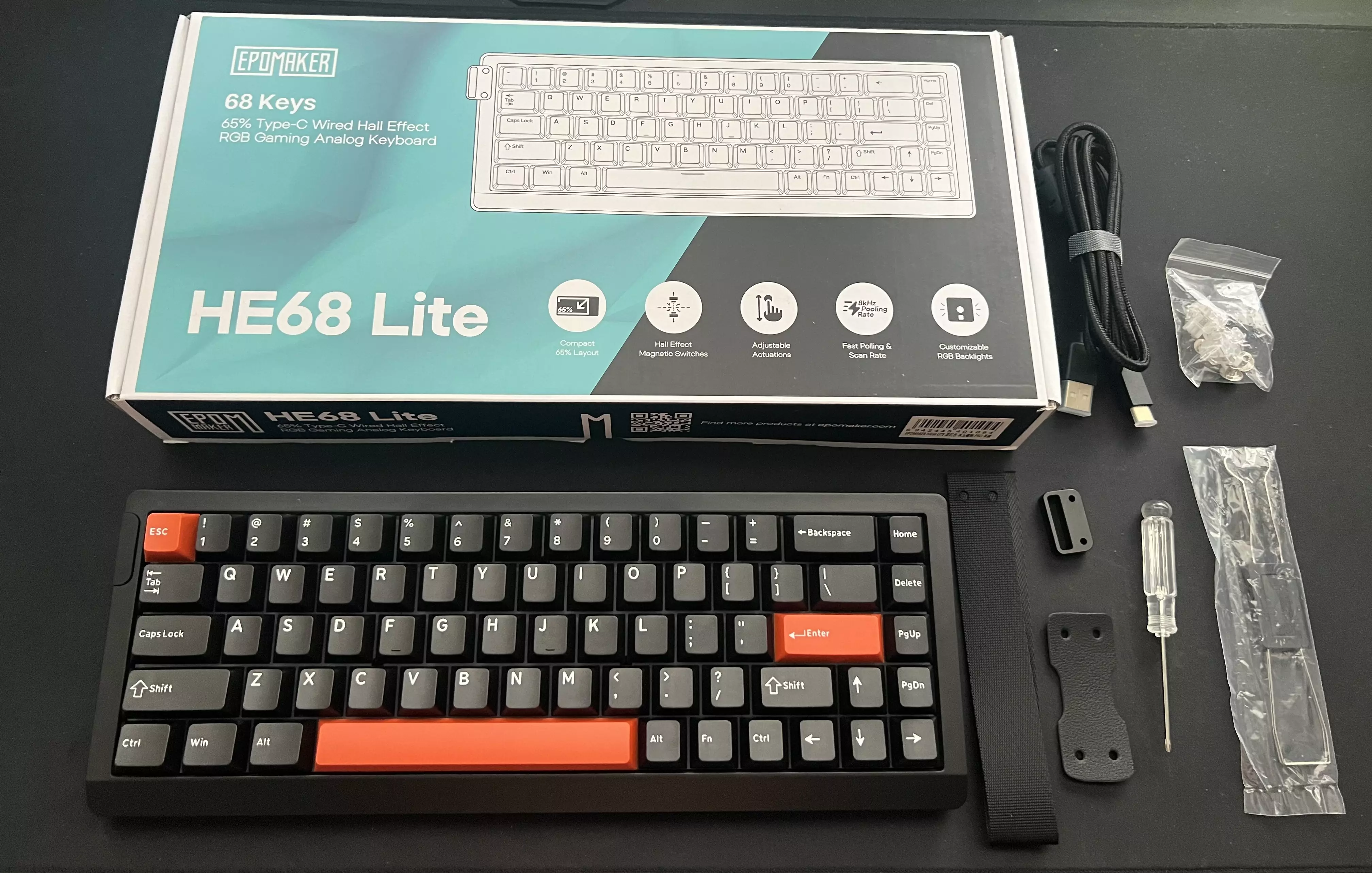 Contenu de la boîte du EPOMAKER HE68 Lite noir