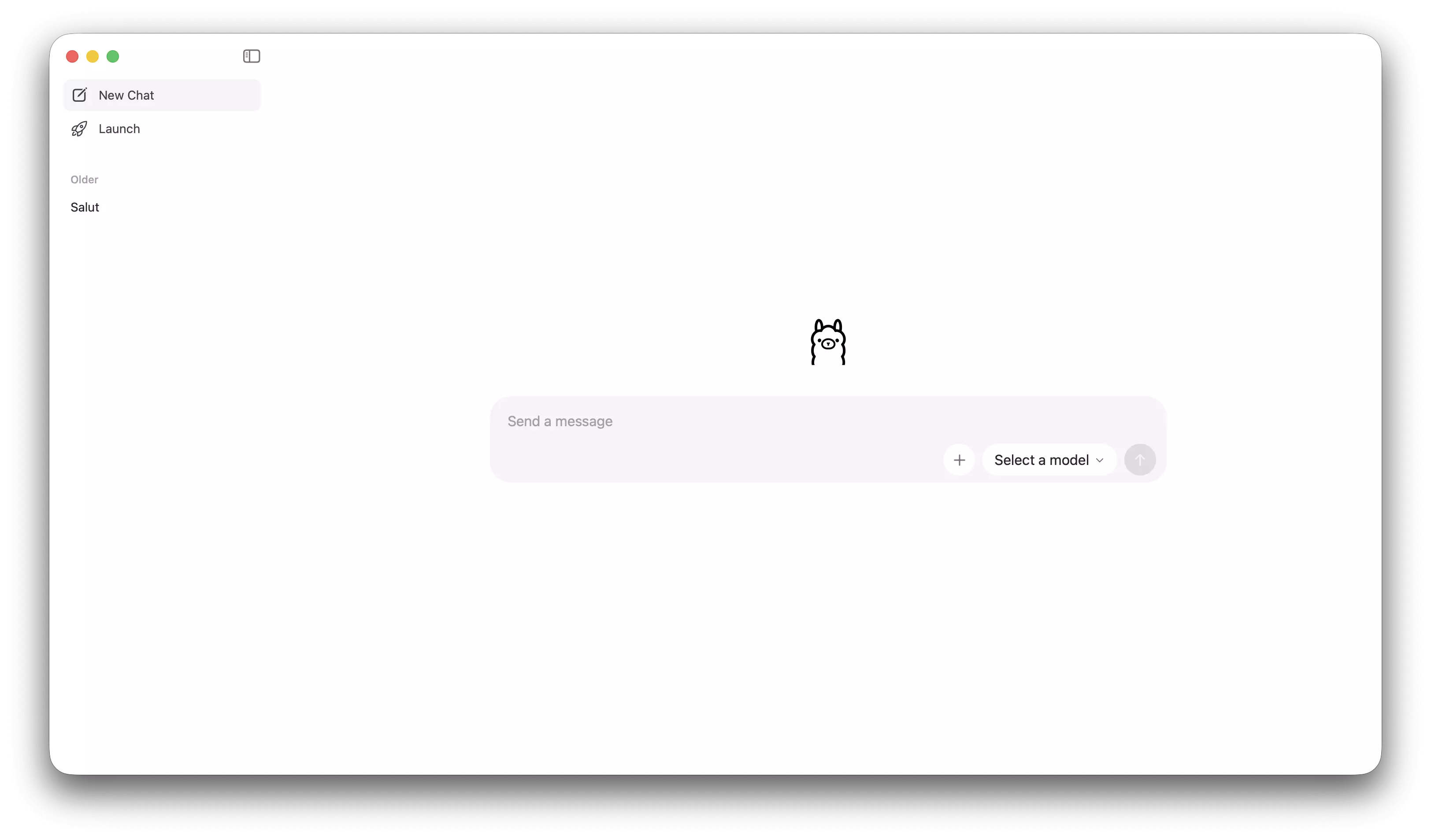 Interface de conversation locale de l’application Ollama
