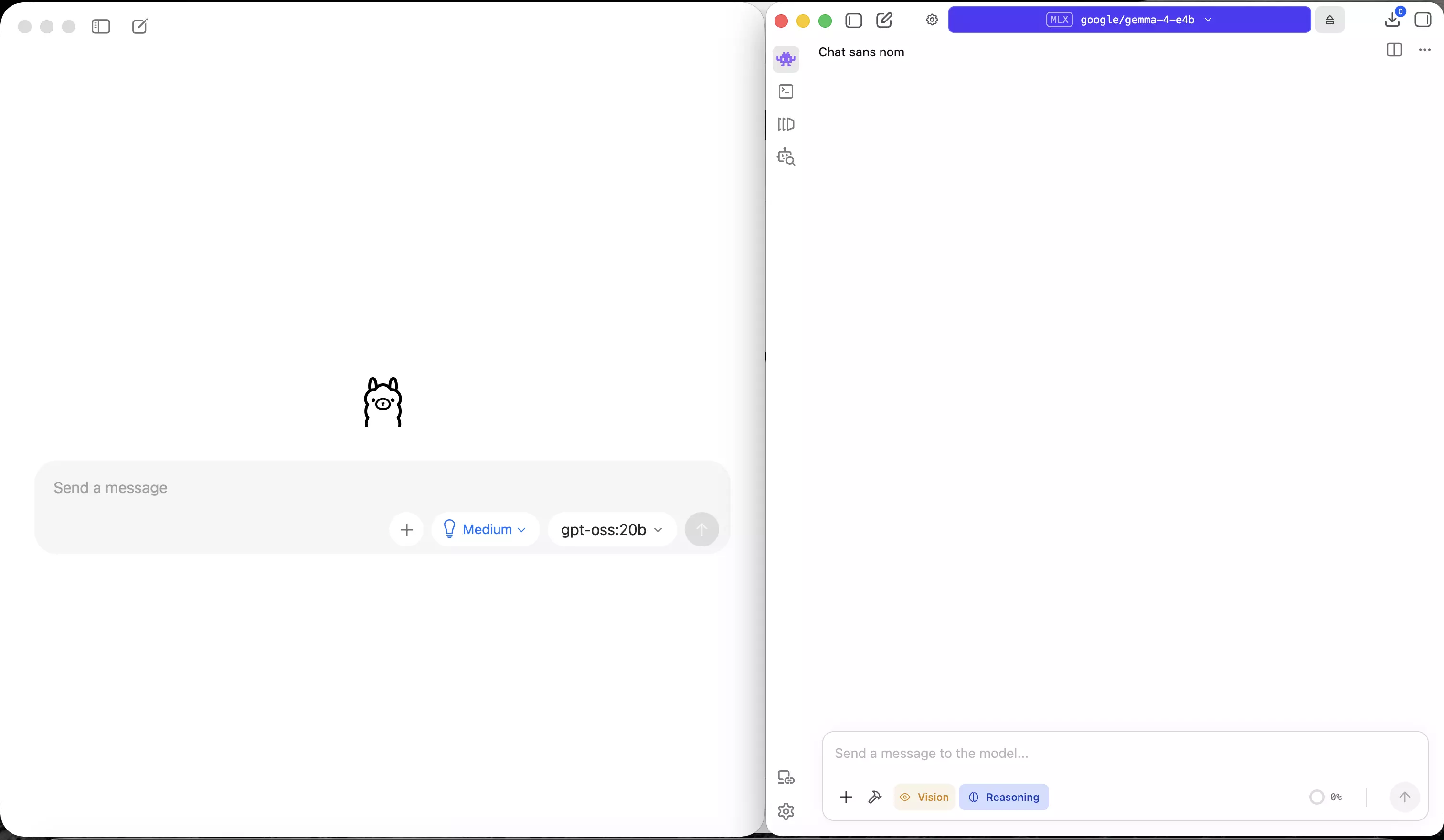 Comparaison des interfaces de LM Studio et Ollama