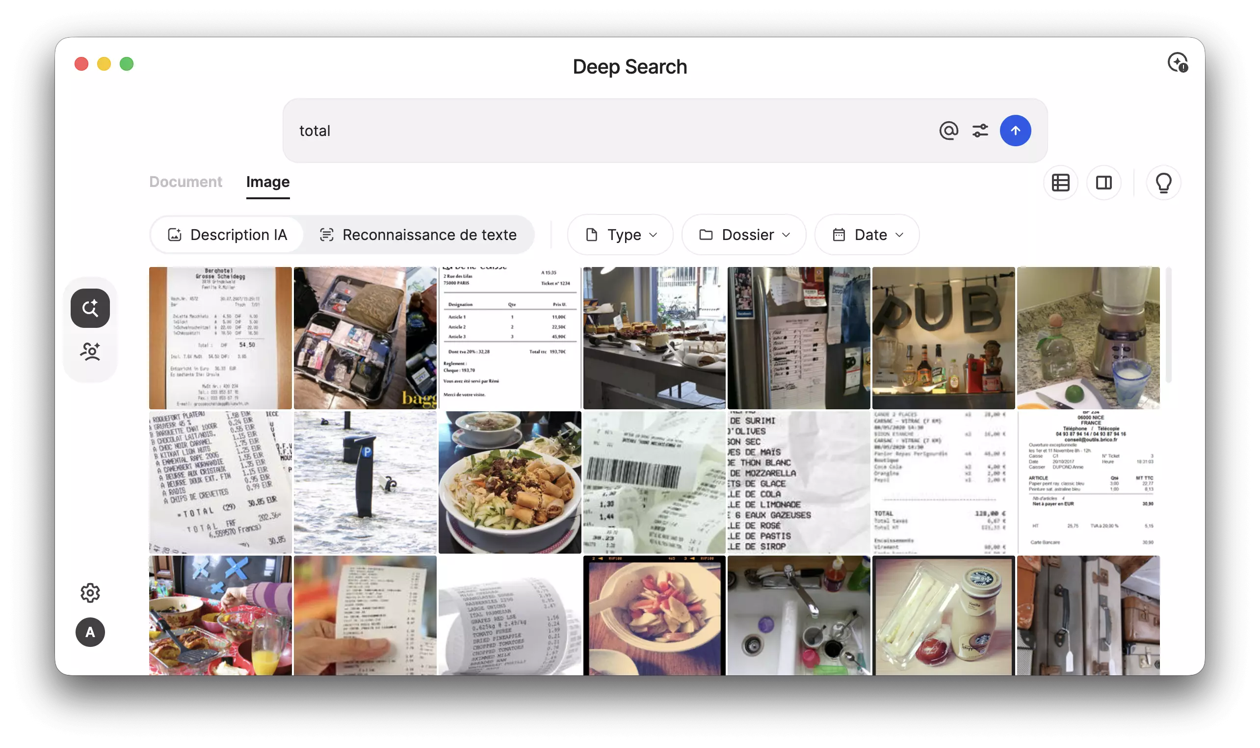Requête à la montagne en janvier dans Synology Deep Search avec la pastille de filtre En Janvier générée automatiquement