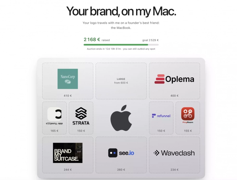 BrandMyMac vend dix espaces publicitaires aux enchères sur le capot d’un MacBook Pro