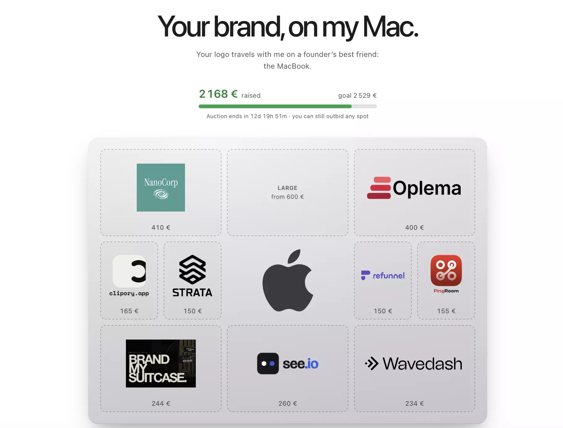 BrandMyMac vend dix espaces publicitaires aux enchères sur le capot d’un MacBook Pro