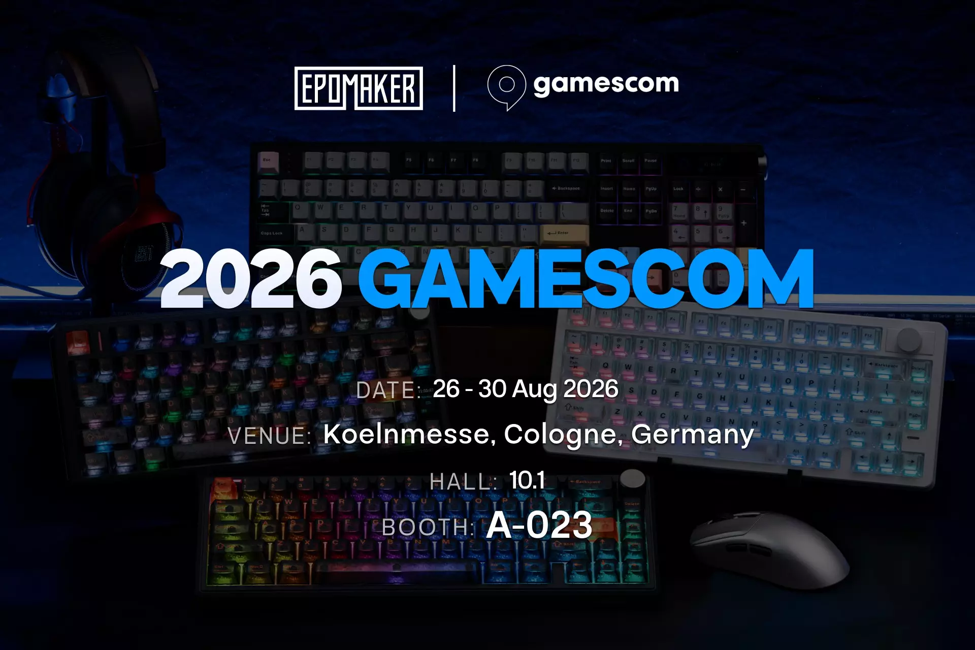 Epomaker à la Gamescom 2026 avec ses claviers gaming, sa souris et son casque