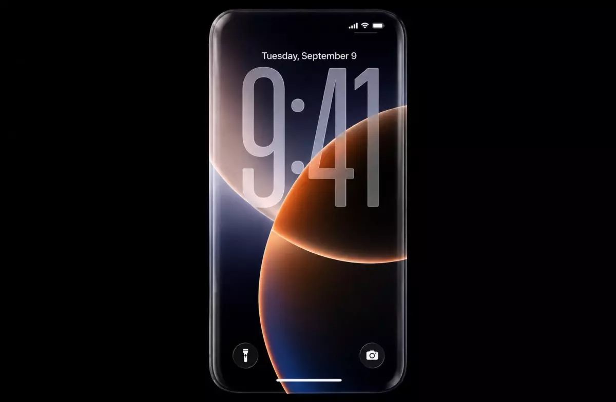 Concept d’un iPhone en verre incurvé entouré d’une fine bande métallique