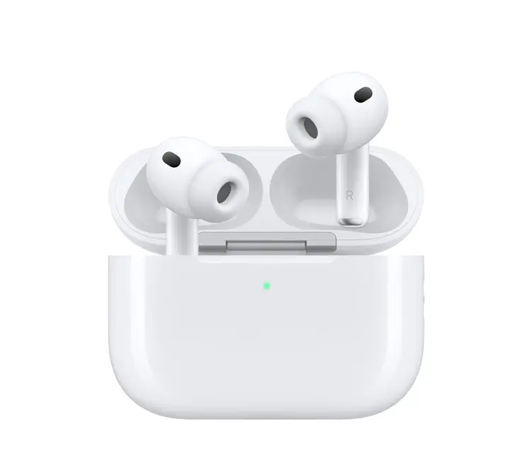 AirPods Pro 3 avec leur boîtier de recharge et leurs embouts intra-auriculaires