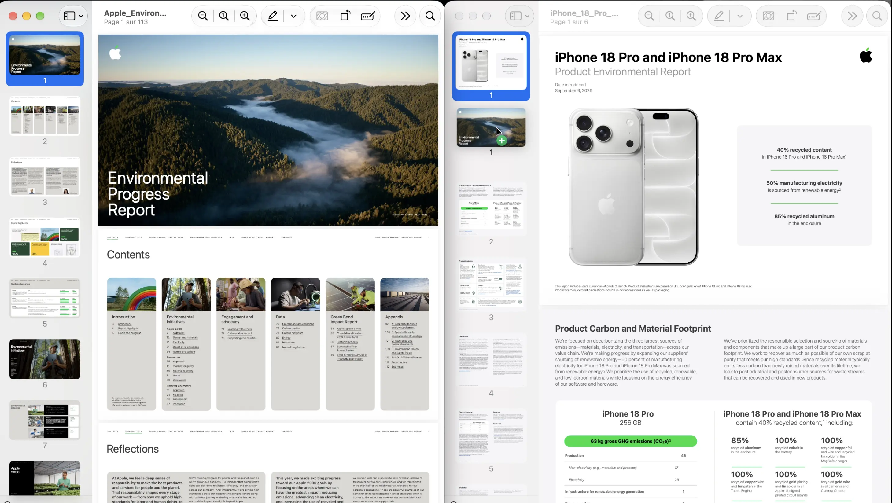 Fusion de deux PDF dans Aperçu sur Mac par glisser-déposer d’une page