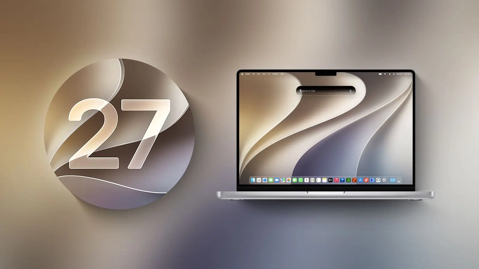 macOS 27 Golden Gate affiché sur un MacBook Pro