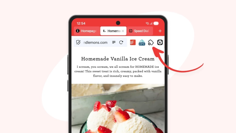 Vivaldi 8.2 sur Android avec les extensions du Chrome Web Store