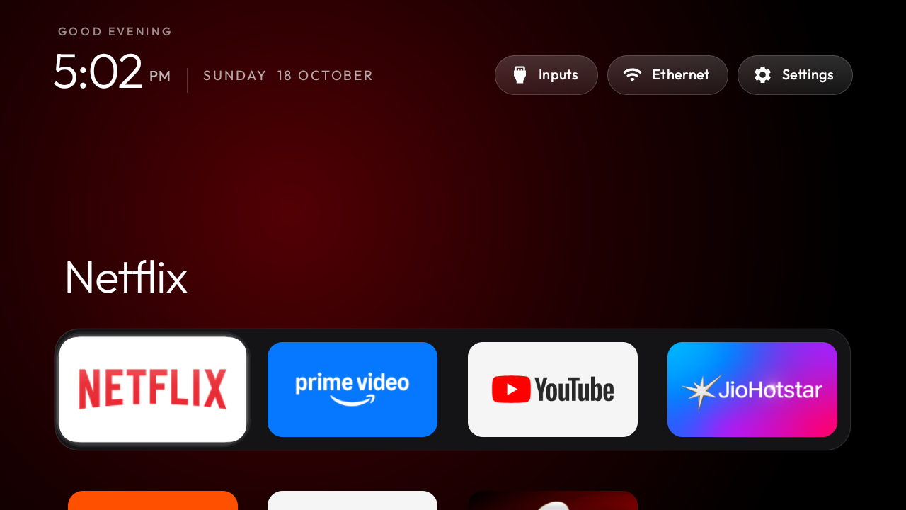 Nouvel écran d'accueil CleanYourTV sans rangées publicitaires sur Android TV, avec ses applications