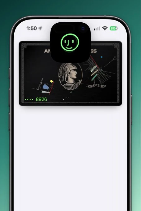 Illustration d'une carte American Express au design personnalisé dans Apple Pay