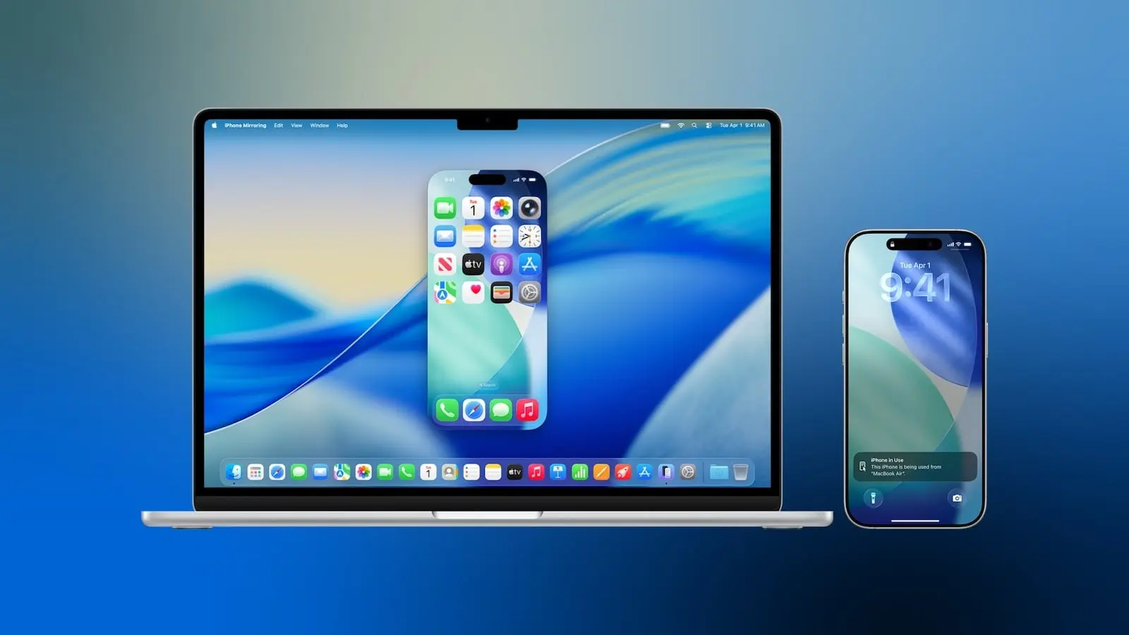 Fenêtre Recopie de l'iPhone affichée sur un Mac avec macOS 27 Golden Gate