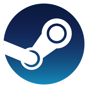 Logo de la plateforme Steam de Valve sur fond bleu